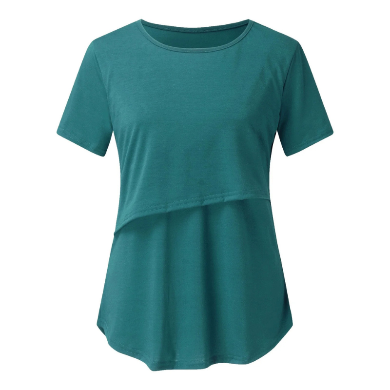 SHTXOZHI Maternity Nursing Shirts 3 Pack Breastfeeding Maternity Tee Shirts Double Layer Pregnancy Tops